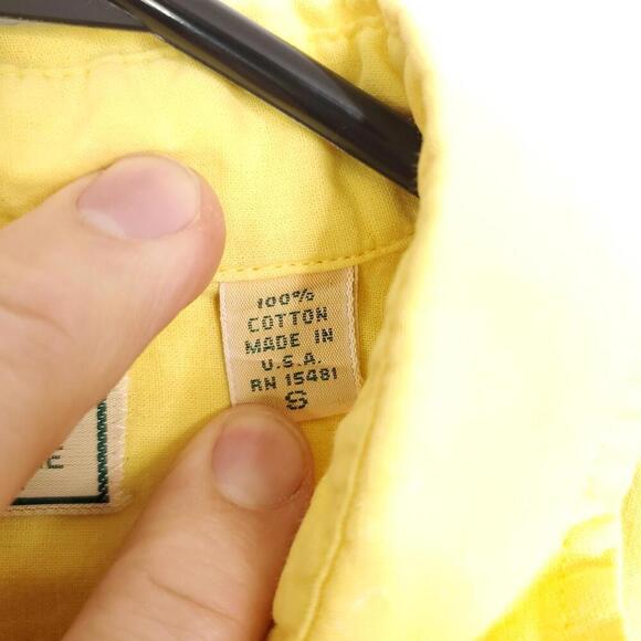 LL Bean Shirt Womens Small Button Down Yellow Front Pockets Spring Collar - Picture 6 of 7